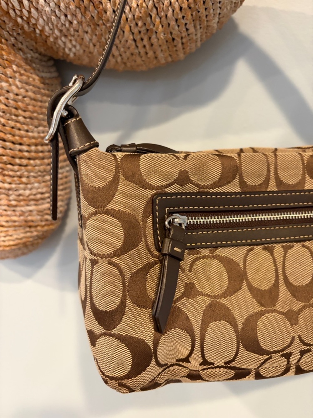 Coach Signature Canvas Shoulder Bag in Brown & Tan - Picture 4 of 8